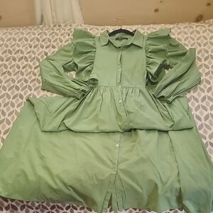 Elegant Green Long Sleeve Dress